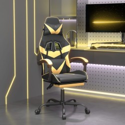 Chaise de jeu avec repose-pied Noir et doré Similicuir 583173583173