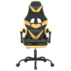 Chaise de jeu avec repose-pied Noir et doré Similicuir 583173583173