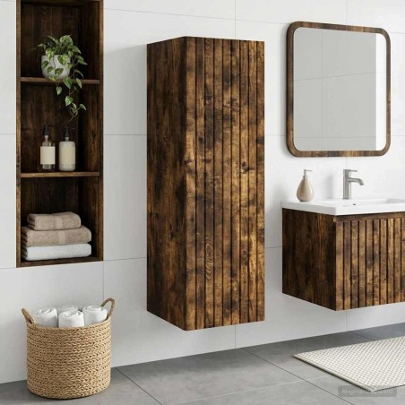 Cabinet de Salle de Bain Mural Chêne fumé 33 x 34,5 x 60 cm 583178583178