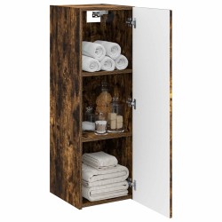 Cabinet de Salle de Bain Mural Chêne fumé 33 x 34,5 x 60 cm 583178583178