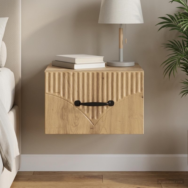 Cabinet de chevet mural Chêne artisanal 34,5 x 33 x 20 cm 583187583187