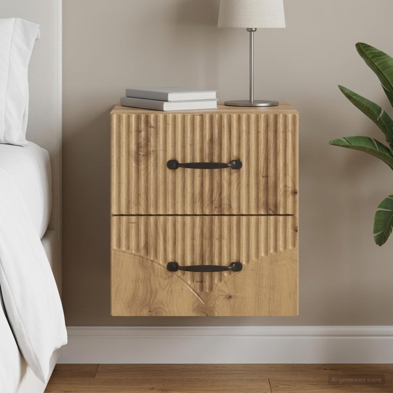 Cabinet de chevet mural Chêne artisanal 34,5 x 33 x 40 cm 583191583191