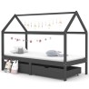 Cadre de lit d'enfant avec tiroirs Gris foncé Pin 90x200 cm 583200583200
