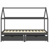 Cadre de lit d'enfant avec tiroirs Gris foncé Pin 90x200 cm 583200583200