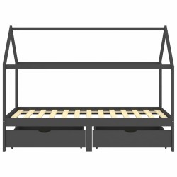Cadre de lit d'enfant avec tiroirs Gris foncé Pin 90x200 cm 583200583200