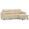 Canapé 3 places avec repose-pieds Crème 180 cm Tissu microfibre 583206583206