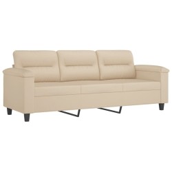 Canapé 3 places avec repose-pieds Crème 180 cm Tissu microfibre 583206583206