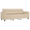 Canapé 3 places avec repose-pieds Crème 180 cm Tissu microfibre 583206583206