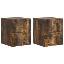 Cabinet de chevet mural 2 pcs Chêne fumé 33 x 34,5 x 40 cm 583211583211