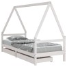 Cadre de lit enfant tiroirs blanc 80x200 cm bois de pin massif  583212583212