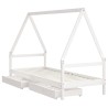 Cadre de lit enfant tiroirs blanc 80x200 cm bois de pin massif  583212583212