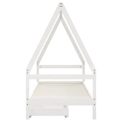 Cadre de lit enfant tiroirs blanc 80x200 cm bois de pin massif  583212583212