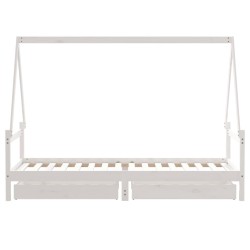 Cadre de lit enfant tiroirs blanc 80x200 cm bois de pin massif  583212583212