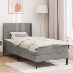 Cadre de lit avec matelas Gris clair 80 x 200 cm Velours 583213583213
