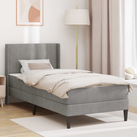 Cadre de lit avec matelas Gris clair 80 x 200 cm Velours 583213583213