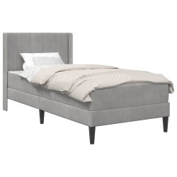 Cadre de lit avec matelas Gris clair 80 x 200 cm Velours 583213583213