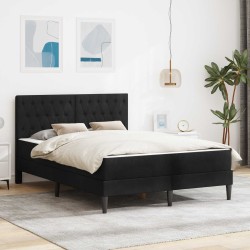 Cadre de lit avec matelas Noir Noir 120 x 190 cm Velours 583215583215