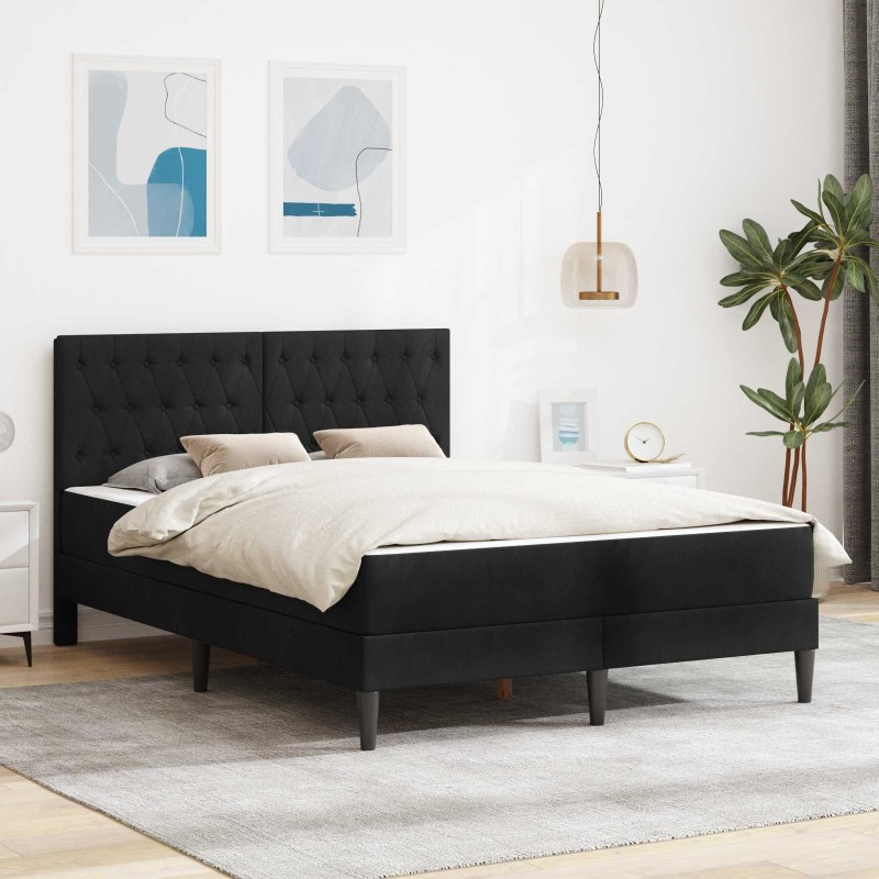 Cadre de lit avec matelas Noir Noir 120 x 190 cm Velours 583215583215