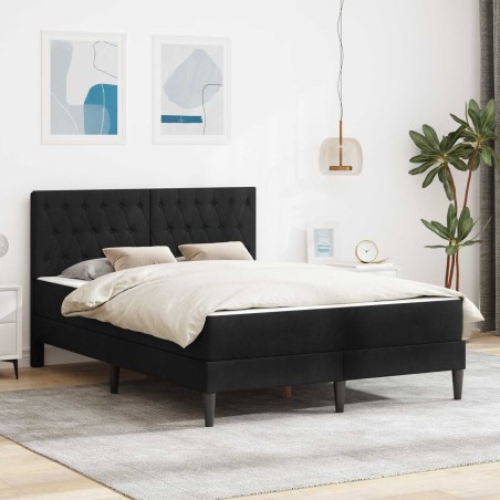 Cadre de lit avec matelas Noir Noir 120 x 190 cm Velours 583215583215