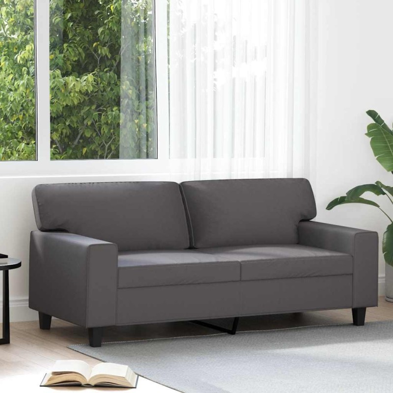 Canapé à 2 places Gris 140 cm Similicuir 583248583248