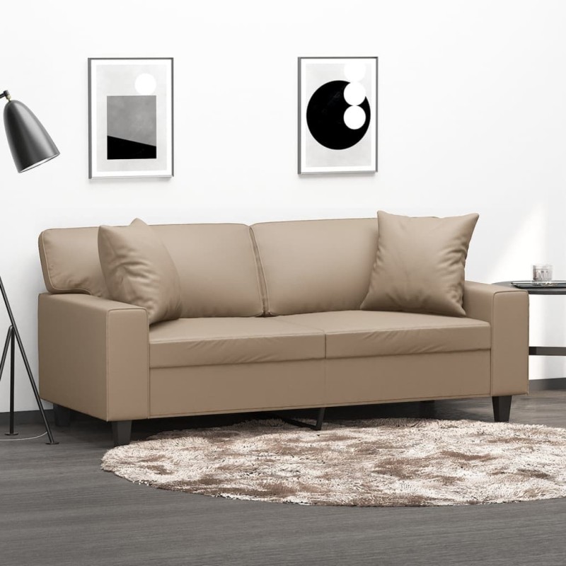 Canapé 2 places avec oreillers cappuccino 140 cm similicuir 583250583250