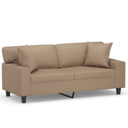 Canapé 2 places avec oreillers cappuccino 140 cm similicuir 583250583250