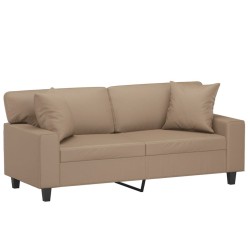 Canapé 2 places avec oreillers cappuccino 140 cm similicuir 583250583250