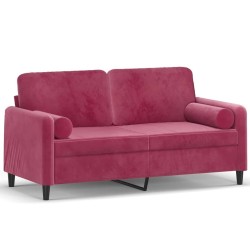Canapé 2 places avec oreillers bordeaux 140 cm velours 583251583251