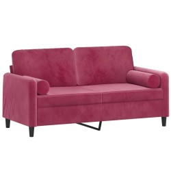 Canapé 2 places avec oreillers bordeaux 140 cm velours 583251583251