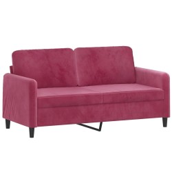 Canapé 2 places avec oreillers bordeaux 140 cm velours 583251583251
