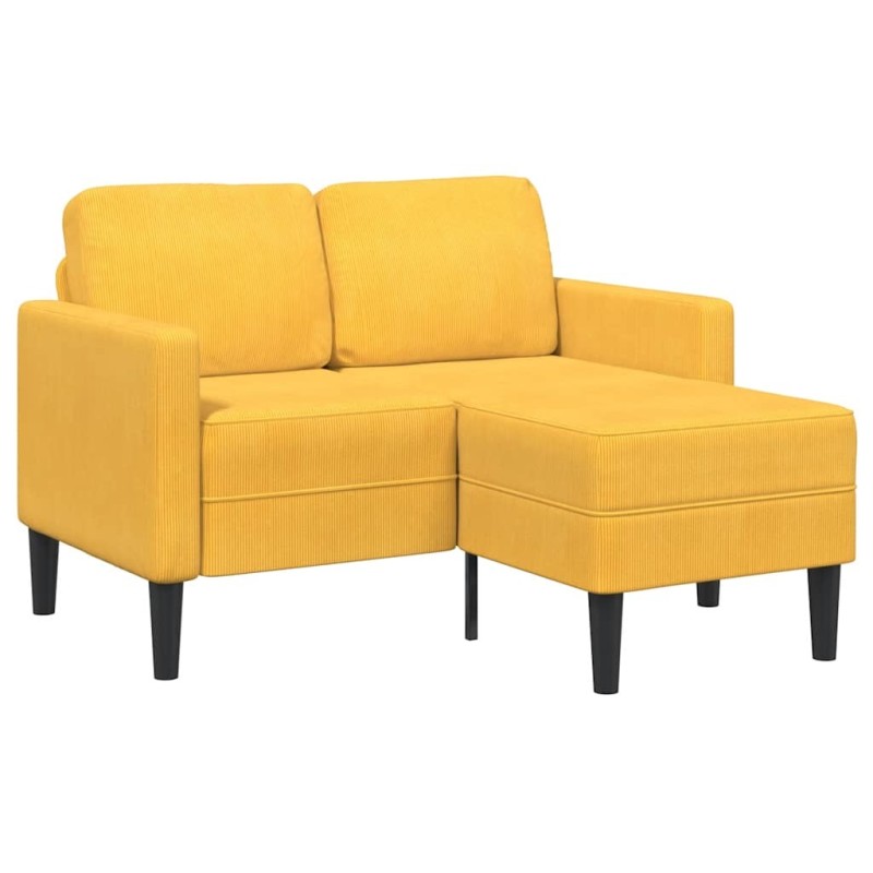 Canapé 2 places avec méridienne en L jaune clair 125 cm Lin 583252583252