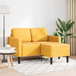 Canapé 2 places avec méridienne en L jaune clair 125 cm Lin 583252583252