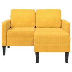 Canapé 2 places avec méridienne en L jaune clair 125 cm Lin 583252583252