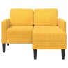 Canapé 2 places avec méridienne en L jaune clair 125 cm Lin 583252583252