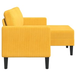 Canapé 2 places avec méridienne en L jaune clair 125 cm Lin 583252583252