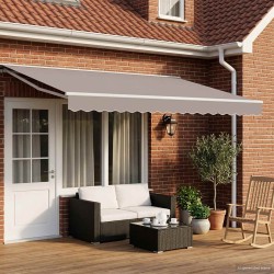Cadre de store manuel avec LEDs Gris clair et blanc 4,5 × 3,5 m 583254583254