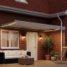 Cadre de store manuel avec LEDs Gris clair et blanc 4,5 × 3,5 m 583254583254