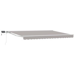Cadre de store manuel avec LEDs Gris clair et blanc 4,5 × 3 m 583255583255