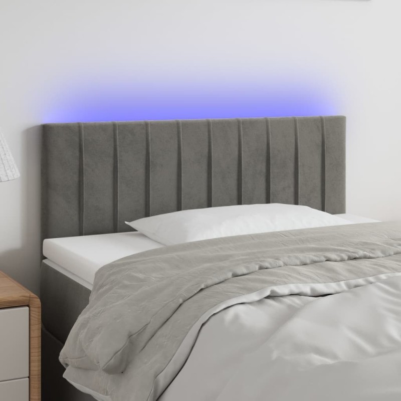 Tête de lit à LED Gris clair 100x5x78/88 cm Velours 583266583266