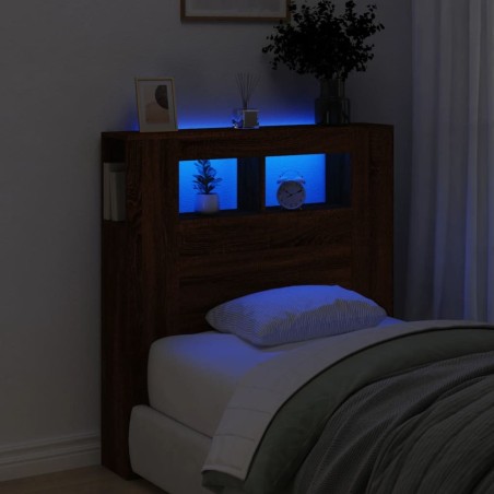 Tête de lit à LED chêne marron 100x18,5x103,5cm bois ingénierie 583267583267