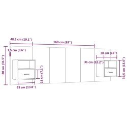 Tête de lit avec armoires Chêne fumé Bois d'ingénierie 583272583272