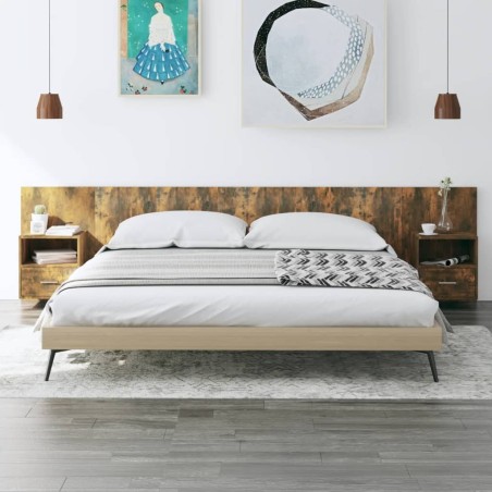 Tête de lit avec armoires Chêne fumé Bois d'ingénierie 583290583290