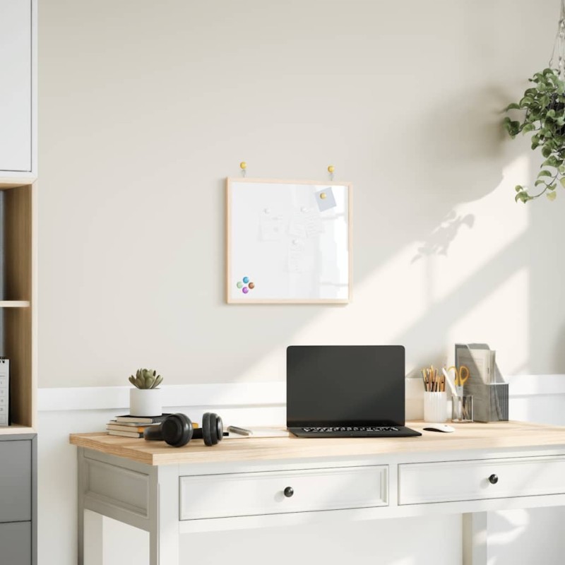 Tableau blanc magnétique avec cadre bois de pin massif 40x40 cm 583294583294