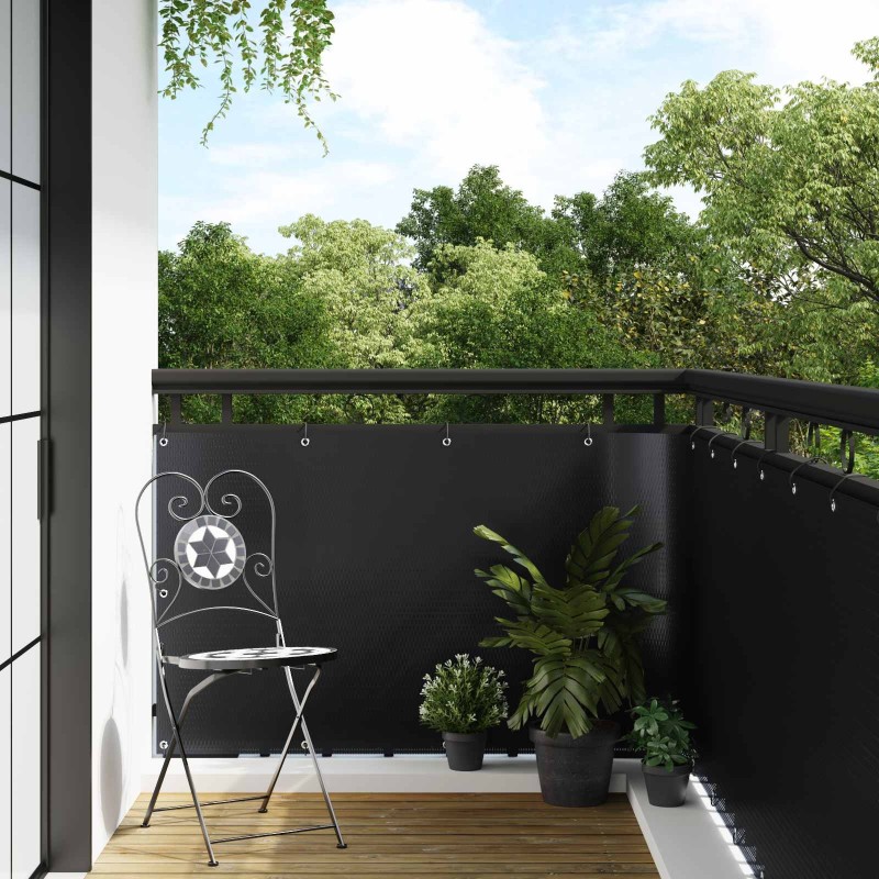 Écran de Balcon avec Œillets Noir 583302583302