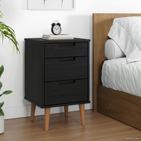 Table de chevet MOLDE Noir 40 x 35 x 65 cm Bois de pin massif 583330583330