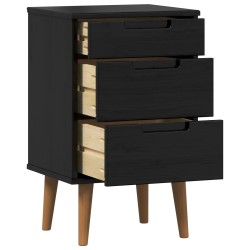 Table de chevet MOLDE Noir 40 x 35 x 65 cm Bois de pin massif 583330583330