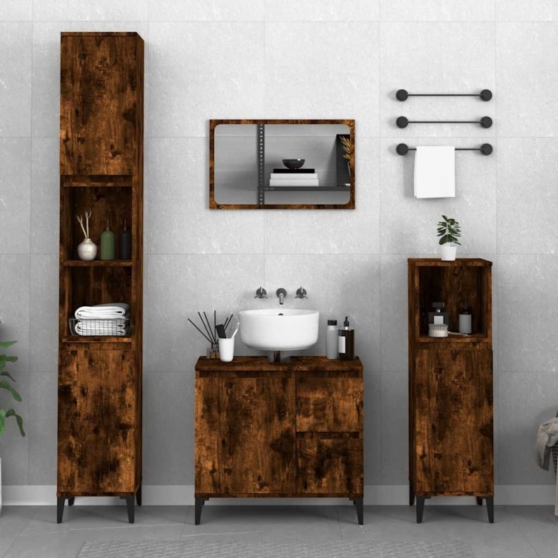 Armoire de bain chêne fumé 65x33x60 cm bois d'ingénierie 583341583341