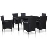 Ensemble à manger d'extérieur 7 pcs Résine tressée Noir  583343583343