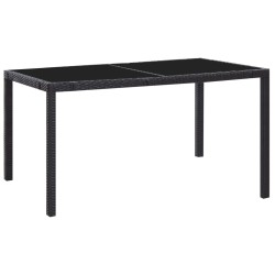 Ensemble à manger d'extérieur 7 pcs Résine tressée Noir  583343583343