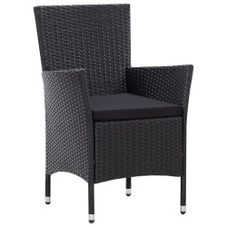 Ensemble à manger d'extérieur 7 pcs Résine tressée Noir  583343583343